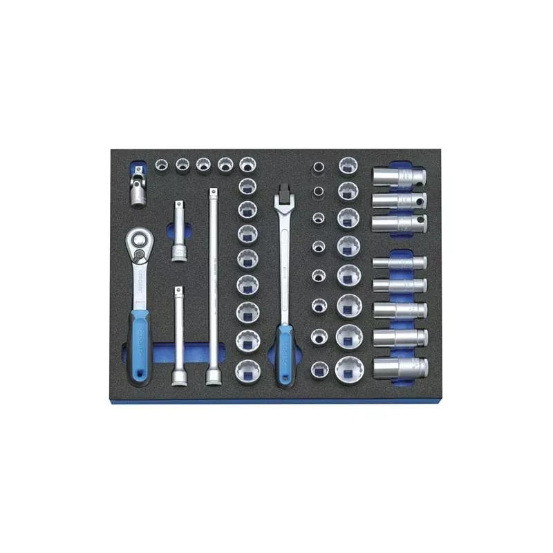 Gedore 2016486 Socket set 3/8 Inch in 2/4 CT tool module, 43 pcs