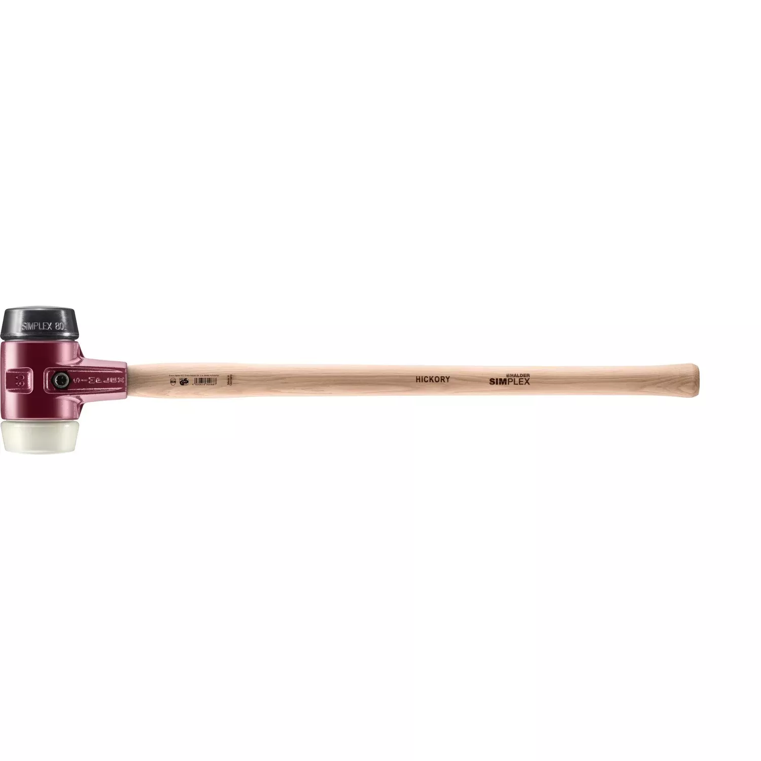 Halder 3028.081 Simplex Sledgehammer with Nylon and Black Rubber Inserts Cast Iron Housing and Hickory Handle