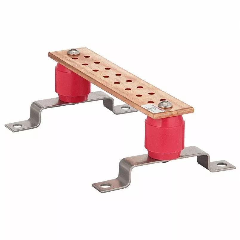 Hubbell HBBB14210A Copper, 10 in Grounding Bar Lg, (16) 1/4 in Grounding Bar Holes and Size