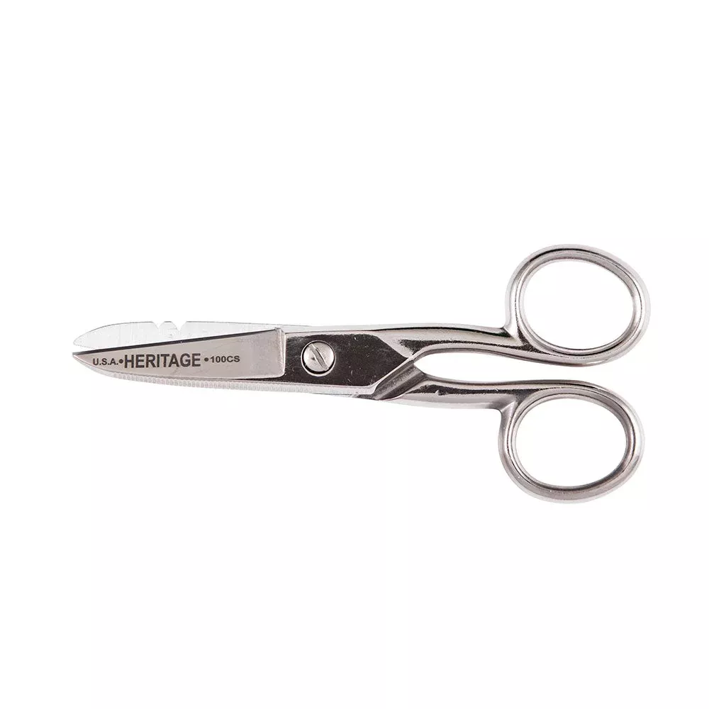 Klein Tools 100CS Serrated Electrician Scissors with Stripping