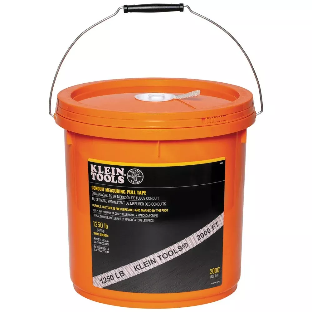 Klein Tools 50122 Conduit Measuring Pull Tape for Heavy-Duty Cable and Wire Pulling, 1250-Pound x 2000-Foot Long
