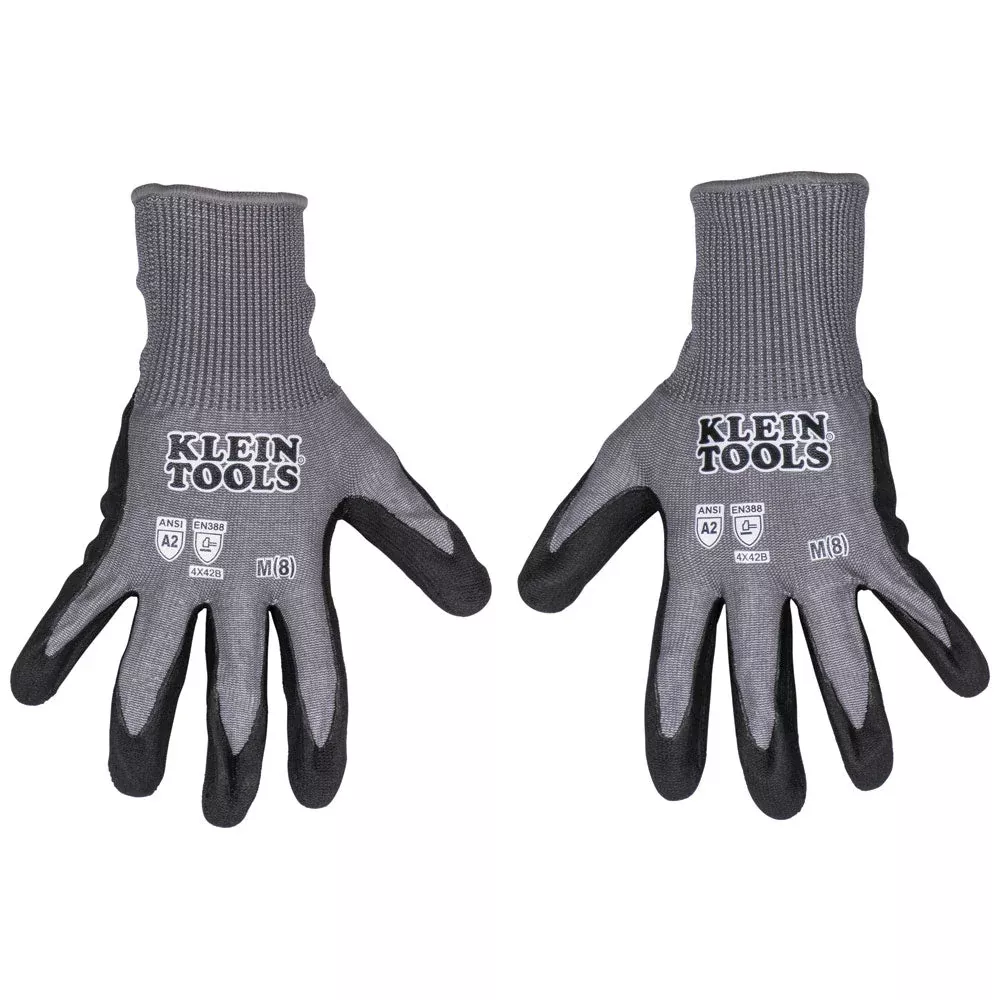 Klein Tools Knit Dipped Gloves, Cut Level A2, Touchscreen, 2-Pair
