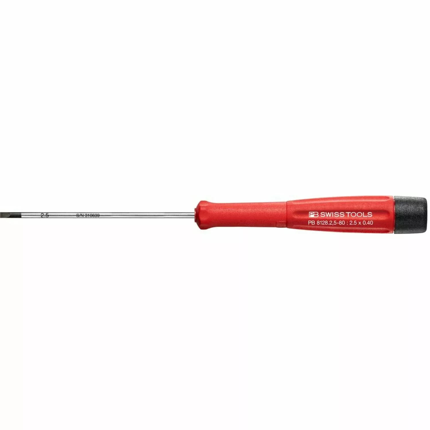 PB Swiss Tools PB 8128.2,5-80 Electronics Screwdriver for Slotted Screws, Precision 2.5 x 80 mm