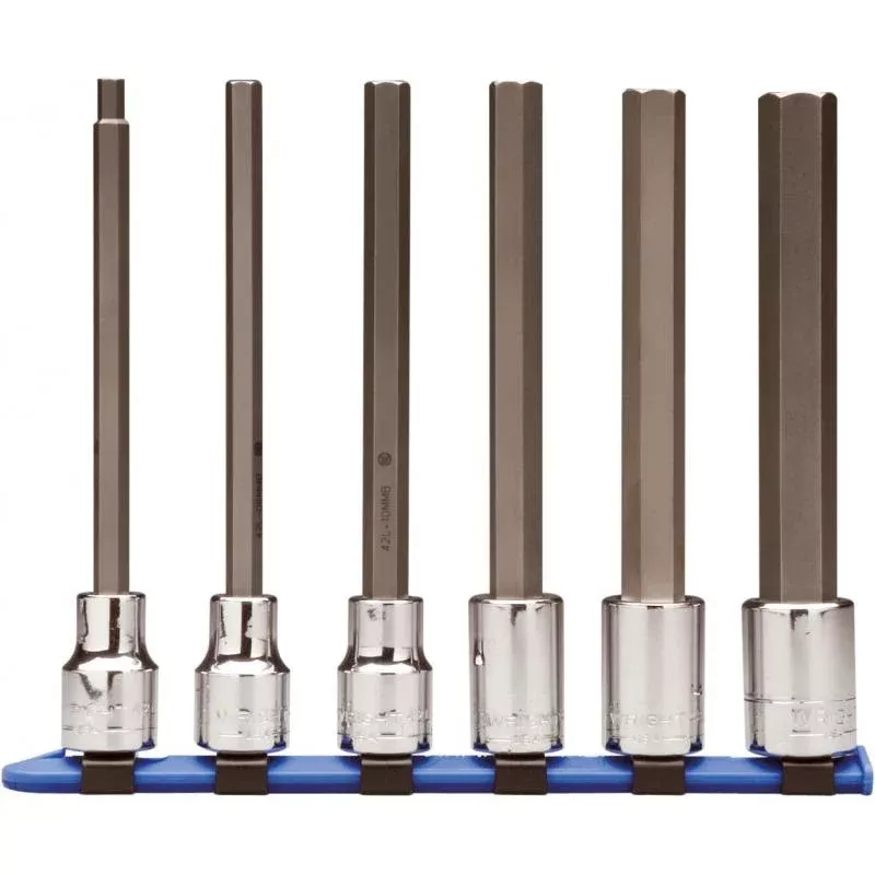 Wright Tool 454 1/2" Drive Long Length Metric Hex Bit Socket Set 6 Pcs.