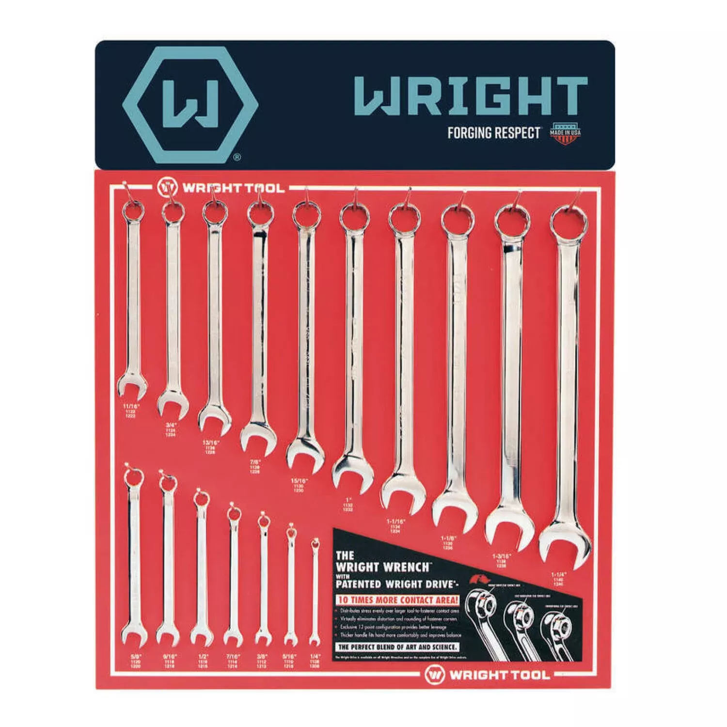 Wright Tool D978 Combination Wrenches, Full Polish Finish